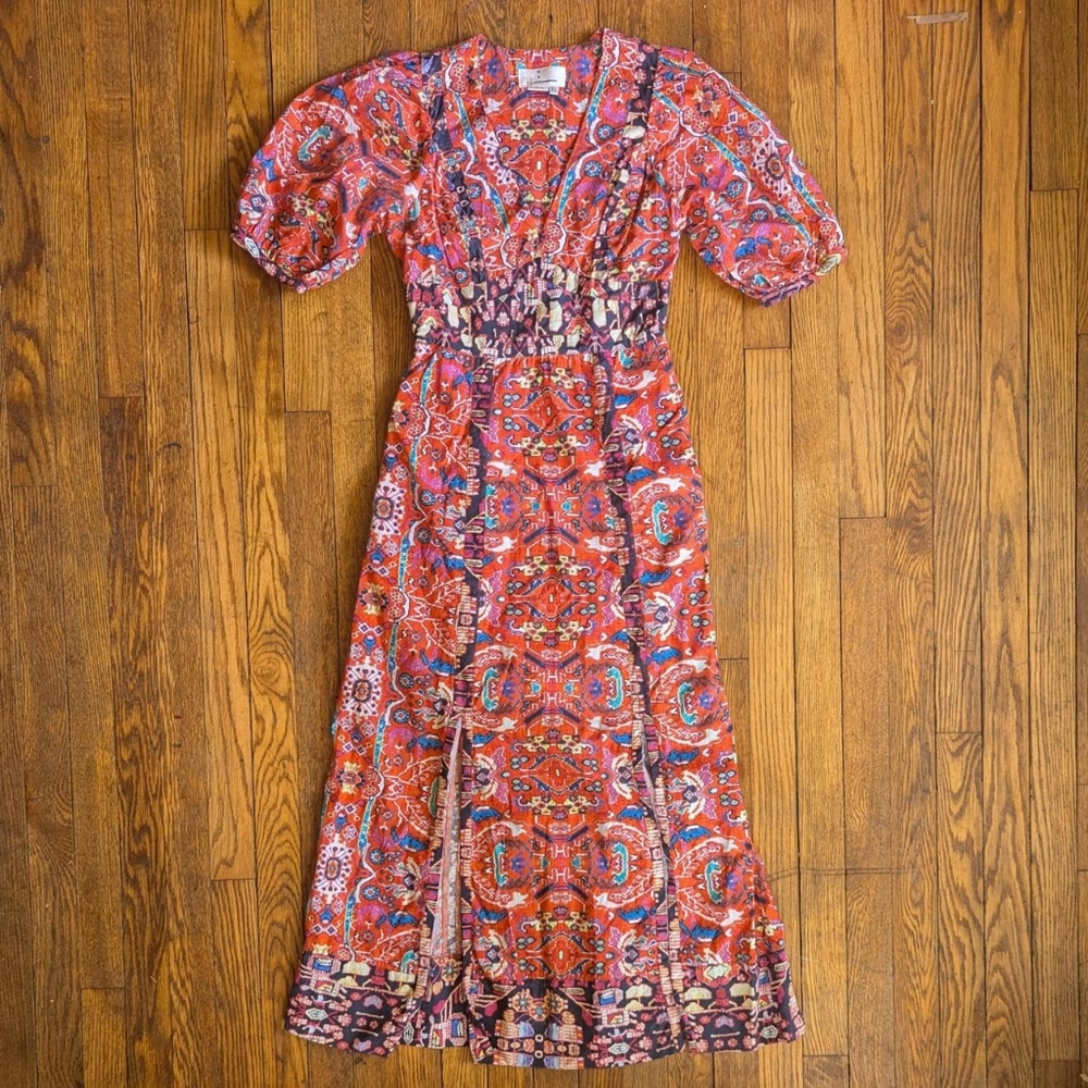Anthropologie Floral Boho Maxi Dress Multicolor Pattern